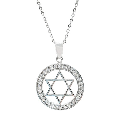 DIJE ESTRELLA DE DAVID Y CADENA MUJER PLATA .925 