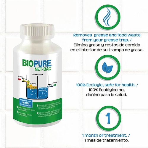 Tratamiento Contra Malos Olores En Trampas De Grasa BIOPURE NET-BAC 120 Capsu