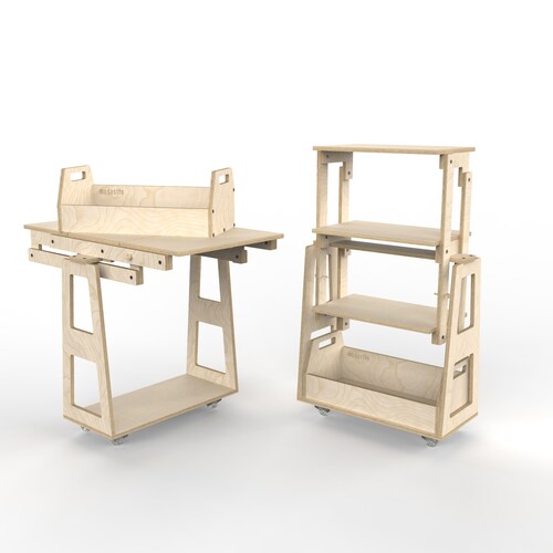 Mesa Plegable Chica 2 en 1 modestto Se Convierte En Estantería