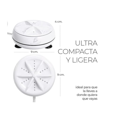 Lavadora Portátil Turbo Ultrasónica Doble Giratoria Usb 