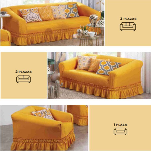 Cubresalas Juego Completo Amarillo Fundas Para Sillones