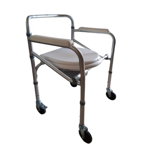 Silla Baño Con Ruedas Eko Mobility Ec300101 Blanco Para Discapacitado Auxiliar De Movimiento.