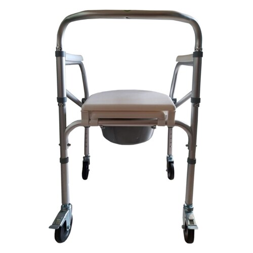 Silla Baño Con Ruedas Eko Mobility Ec300101 Blanco Para Discapacitado Auxiliar De Movimiento.