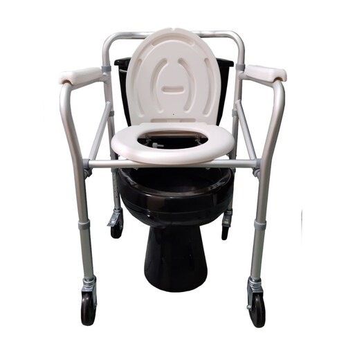 Silla Baño Con Ruedas Eko Mobility Ec300101 Blanco Para Discapacitado Auxiliar De Movimiento.