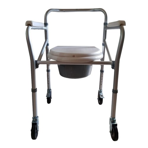 Silla Baño Con Ruedas Eko Mobility Ec300101 Blanco Para Discapacitado Auxiliar De Movimiento.