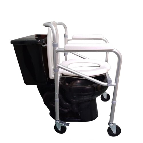 Silla Baño Con Ruedas Eko Mobility Ec300101 Blanco Para Discapacitado Auxiliar De Movimiento.