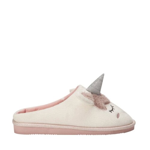 Pantuflas para mujer, color blanco, con figura de unicornio, marca Shosh, mod. 993814
