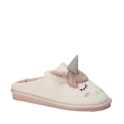 Pantuflas para mujer, color blanco, con figura de unicornio, marca Shosh, mod. 993814