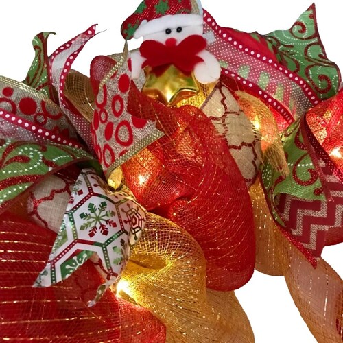 Corona Navideña, Adorno De Navidad Con Luces Y Muñecos