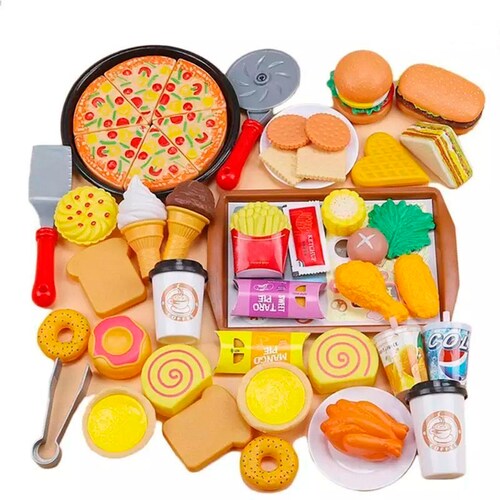 Juego De Elementos De Cocina, Juguetes De Comida Para Niños Pizza Helado Comida Rápida.