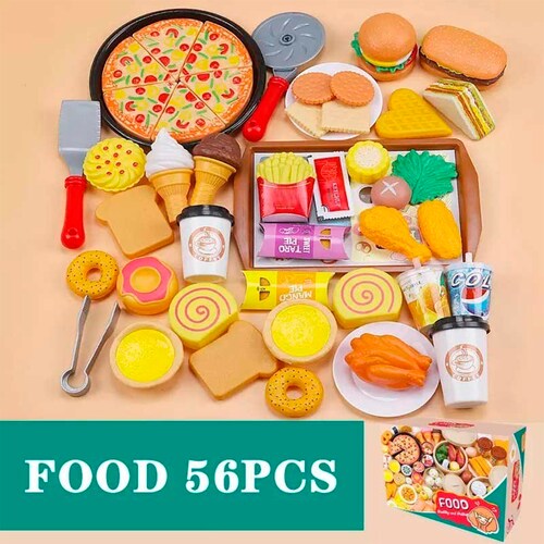 Juego De Elementos De Cocina, Juguetes De Comida Para Niños Pizza Helado Comida Rápida.