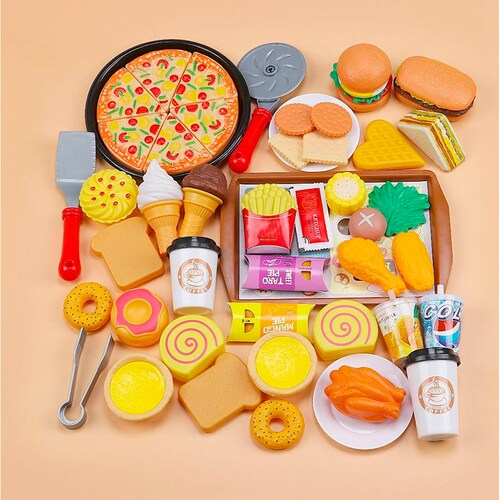Juego De Elementos De Cocina, Juguetes De Comida Para Niños Pizza Helado Comida Rápida.