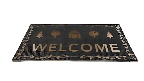 Tapete De Entrada Puerta Diseño Welcome Pinos Arboles Home