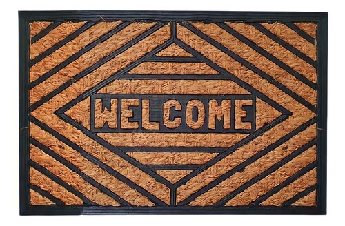 Tapete De Entrada Puerta Diseño Fibra De Coco Welcome 60x40cm.