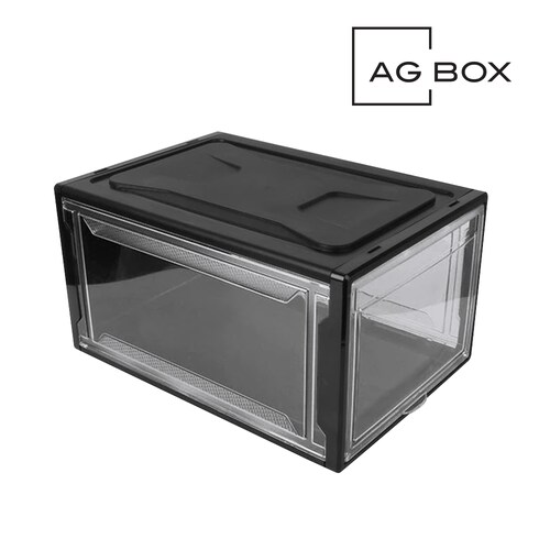AGBOX Zapateras Apilables Premium Alexa Color Negro 4pack H02ZAPATERA04