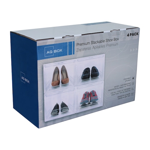 AGBOX Zapateras Apilables Premium Alexa Color Negro 4pack H02ZAPATERA04