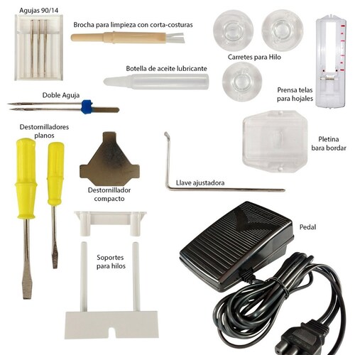 Maquina Coser Mecanica 66 Puntadas Longitud y Ancho de Puntada Ajustable Luz Led Ojal 4 Pasos