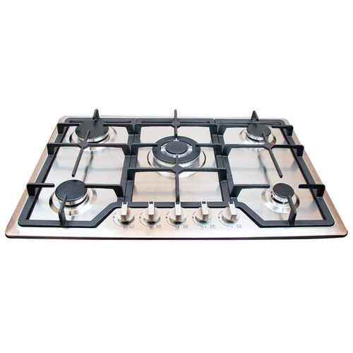 Parrilla A Gas Lp y Gas Natural Plateada Acero Inoxidable 5 Quemadores 120v