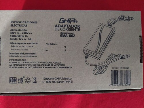 Fuente De Poder Individual Equipos Cctv 12v 3amp Camaras GVA-002 Casa Seguridad Video Vigilancia Adaptador