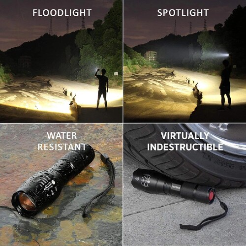 Lampara Tactica Recargable Led Linterna 3000 Lumens 5 Modos