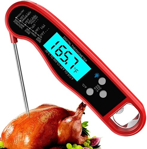 Termómetro Cocina Digital Para Alimentos Refrigerador Rojo
