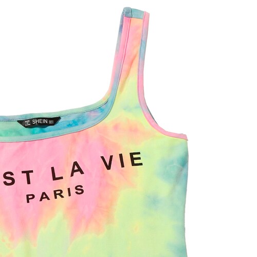 Body Pantiblusa Para Dama Tank De Tie Dye Con Estampado De Letra Talla M