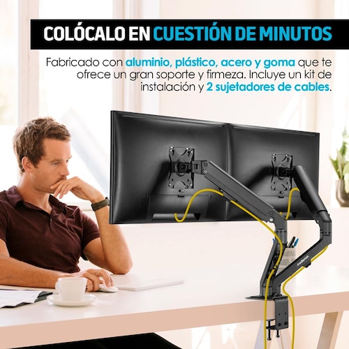 Soporte Hidráulico para 2 Monitores de Hasta 27 Ajustable Redlemon