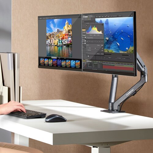 Soporte Hidráulico para 2 Monitores de Hasta 27 Ajustable Redlemon