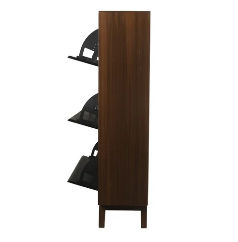 Zapatera Alfa Nogal con Negro Mueble Organizador Rack Zapatero Closet Tennis