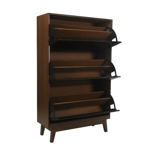 Zapatera Alfa Nogal con Negro Mueble Organizador Rack Zapatero Closet Tennis