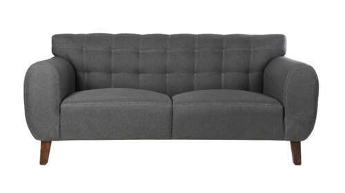 Sofá Irlanda Lino Gris Salas Modernas Minimalistas Lounge Sillones Retro