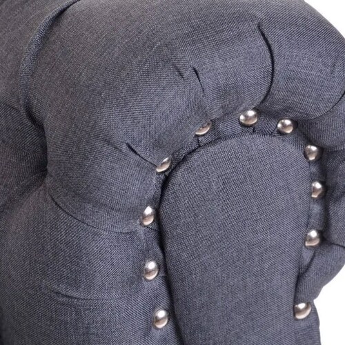 Sofá Capitonado Lino Gris Oxford Vintage Capitone Salas Modernas Minimalistas Lounge 