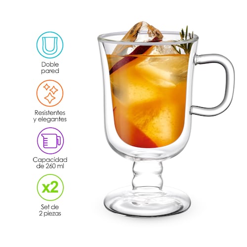 Tazas para Café y Capuchino de Doble Pared Térmica 2 Pz 260 Redlemon