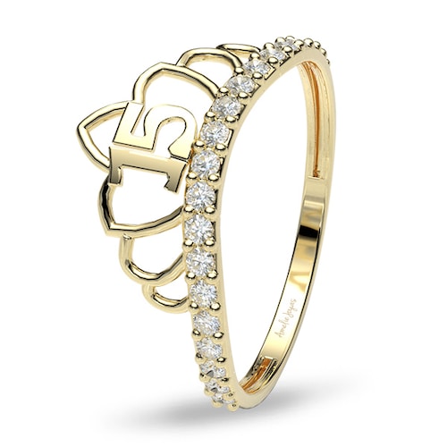 Anillo de XV años en Oro Amarillo de 10K Amelie Joyas