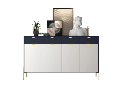 CREDENZA BUFETERA, APARADOR DE LUJO CON CAJONES, MDF Y PATAS DE ACERO DELICADAS