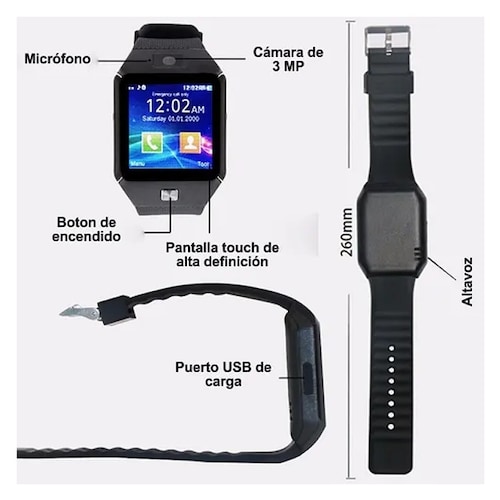 Smartwatch Reloj Inteligente Dz09 Camara Bluetooth Sim Sd.