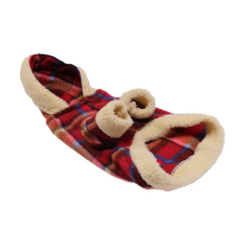 Conjunto de pijamas tipo mameluco talla mediana para mujer y talla a elegir para mascotas color roja marca El Rebozo de Dolce