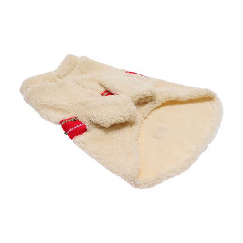 Sueter tela de Borrega con detalles de tela cambaya o de rebozo para mascotas de todos los tamaños color blanco marca El Rebozo de Dolce