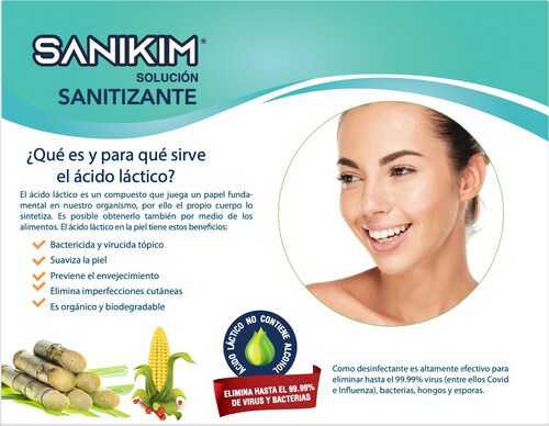 Liquido Con Ácido Láctico, Sanitizante, 0% Alcohol 60 ml