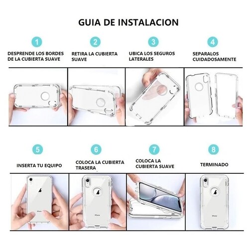 Funda Case Uso Rudo 360 Para iPhone 6 / 6s / 7 / 8  Antishock 3 En 1 Acrigel, Rígida y Flexible