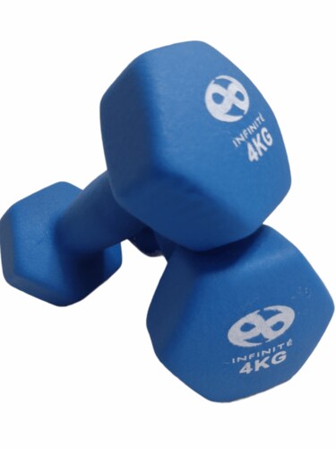 Par de Mancuernas de Neopreno 4 kg color azul  INFINITÉ Mod. IF-MN4