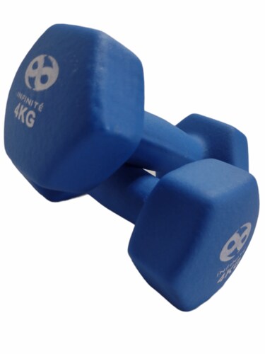 Par de Mancuernas de Neopreno 4 kg color azul  INFINITÉ Mod. IF-MN4