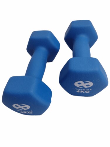 Par de Mancuernas de Neopreno 4 kg color azul  INFINITÉ Mod. IF-MN4