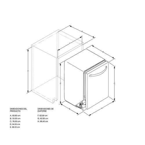 Lavavajillas Empotre Whirlpool WDF520PADM 61 cm (24") 14 Servicios