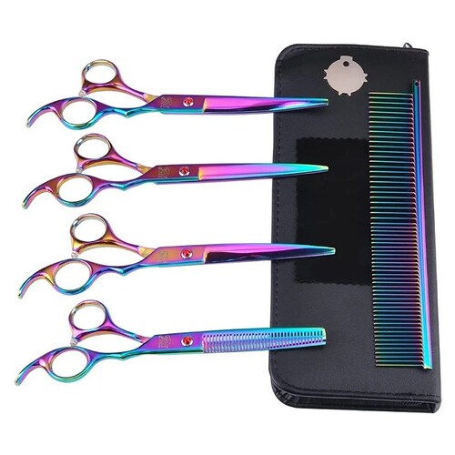 4 Tijeras Profesional Estilista Barbero Peluquero Peine Meta