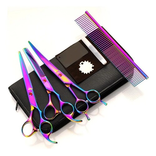4 Tijeras Profesional Estilista Barbero Peluquero Peine Meta