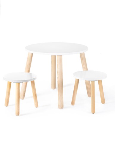 Set mesa con 2 bancos de madera para niños pequeños Duduk