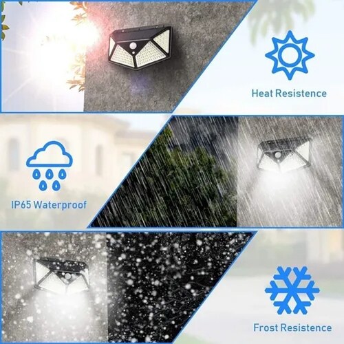 2 Lámparas De Pared Para Exterior Con Carga Solar 100 Leds