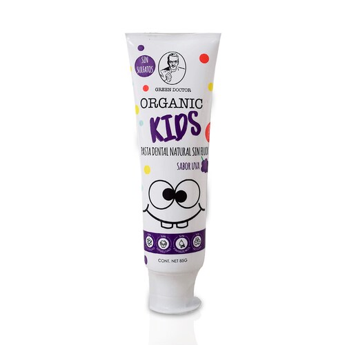 6 Pack- Pasta Dental Para Niños- Organic Kids Uva- Green Doctor- 85g cada una