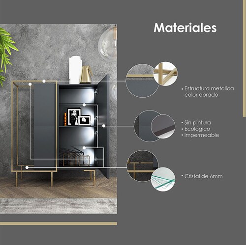 Credenza bufetera Minimalista con Estructura de Acero (Azul)